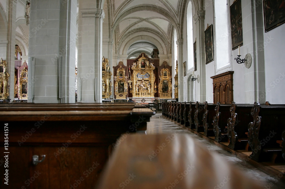 Fototapeta premium Interior of the church of St Leodegar in Luzern, Switzerland