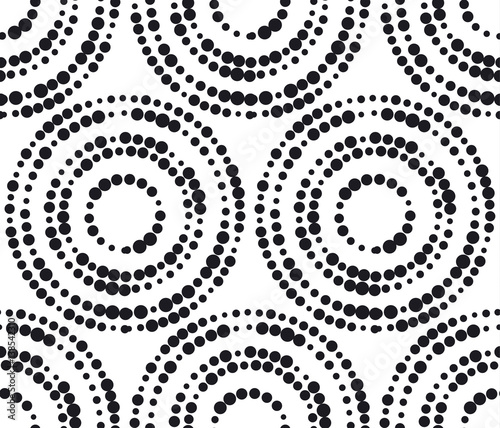 abstract circles vector illustration. minimalistic black ink concept seamless pattern. modern simple dots silhouette repeatable motif.