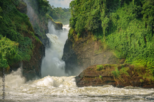 Murchison Falls in Uganda, closeup view of main fall photo