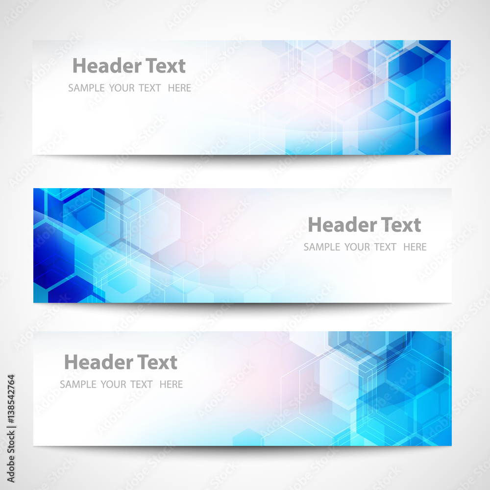 Vector Banner Abstract geometric background. Template brochure design. Blue hexagon shape
