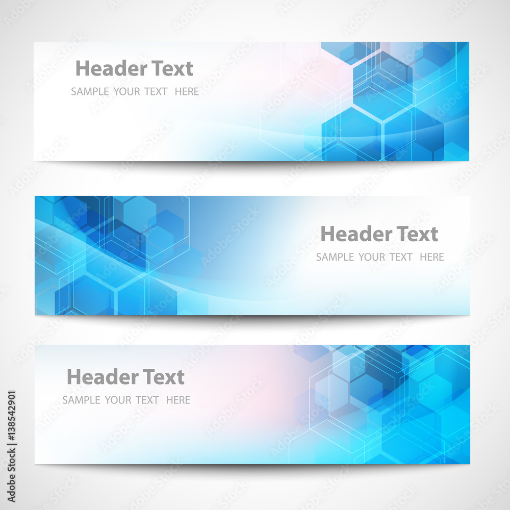 Fototapeta premium Vector Banner Abstract geometric background. Template brochure design. Blue hexagon shape