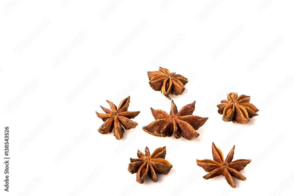 Fragrant anise and cinnamon isolated on white background Fragrant anise and cinnamon isolated on white background