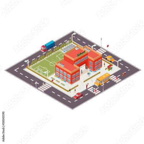 Vector isometric illustration of school building