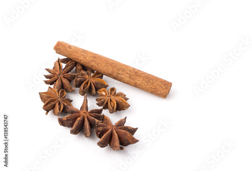 Wallpaper Mural Fragrant anise and cinnamon isolated on white background Torontodigital.ca