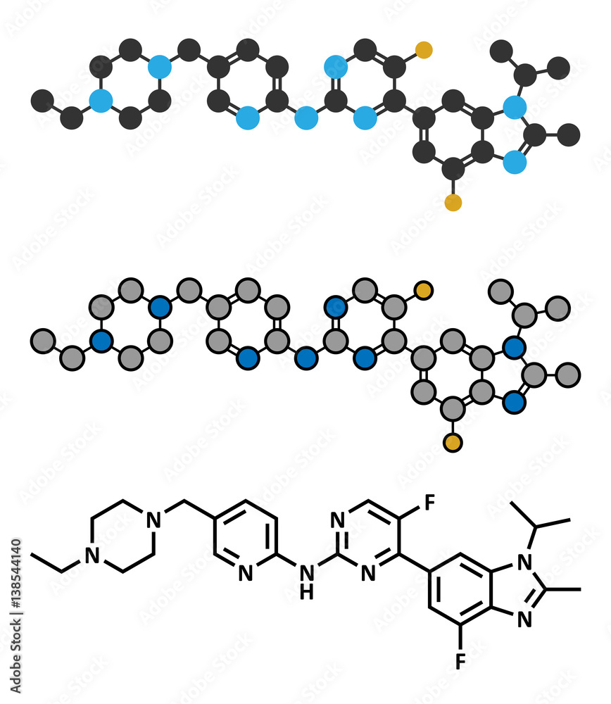 Abemaciclib cancer drug molecule (CDK inhibitor).