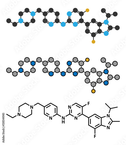 Abemaciclib cancer drug molecule (CDK inhibitor).