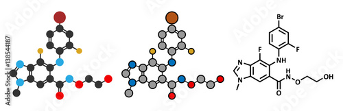 Binimetinib cancer drug molecule (MEK inhibitor).
