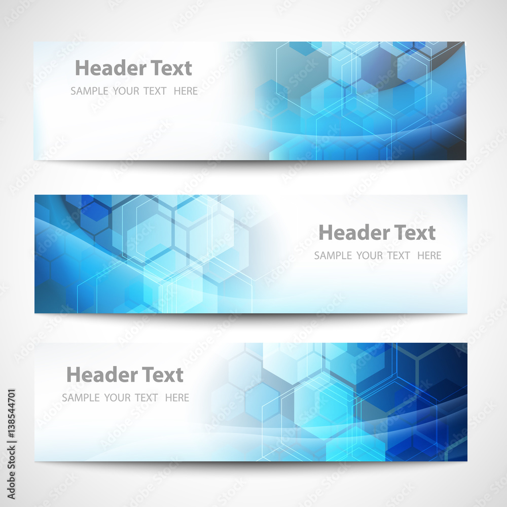 Fototapeta premium Vector Banner Abstract geometric background. Template brochure design. Blue hexagon shape