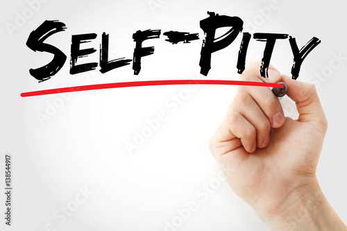Canvas Print Hand writing self-pity with marker, concept background