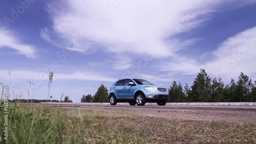 SUV rides on the highway photo