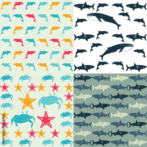 Wallpaper Mural underwater sea set 4 pices Torontodigital.ca
