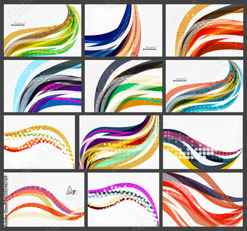 Set of wave elegant modern geometrical templates