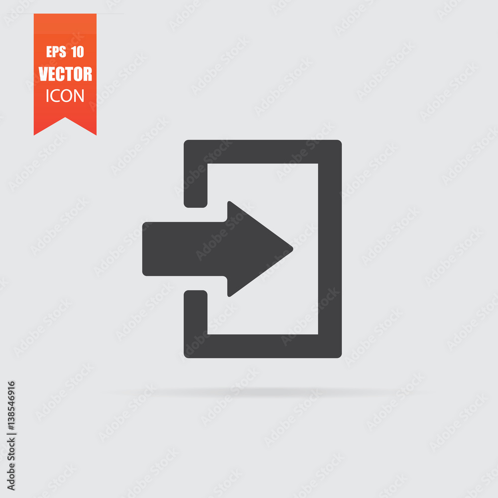 Entry icon in flat style isolated on grey background. Entry icon in flat style isolated on grey background.