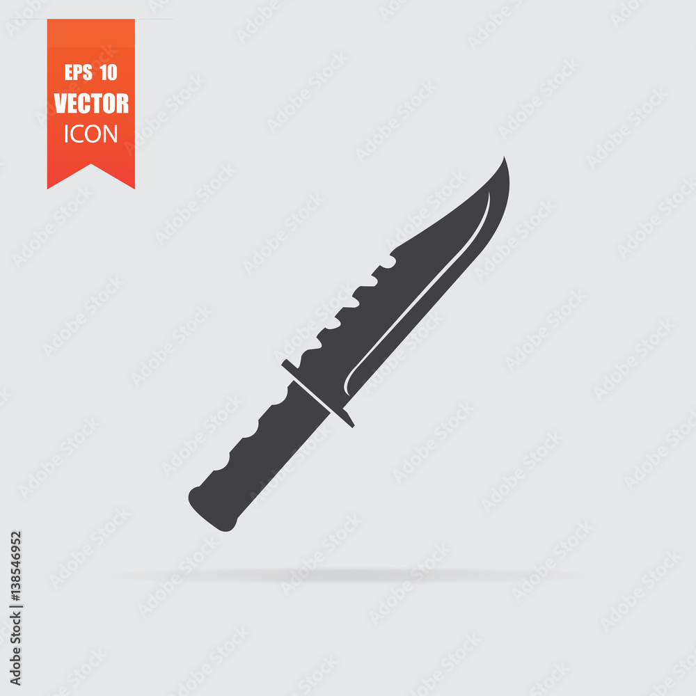Knife icon in flat style isolated on grey background. Knife icon in flat style isolated on grey background.