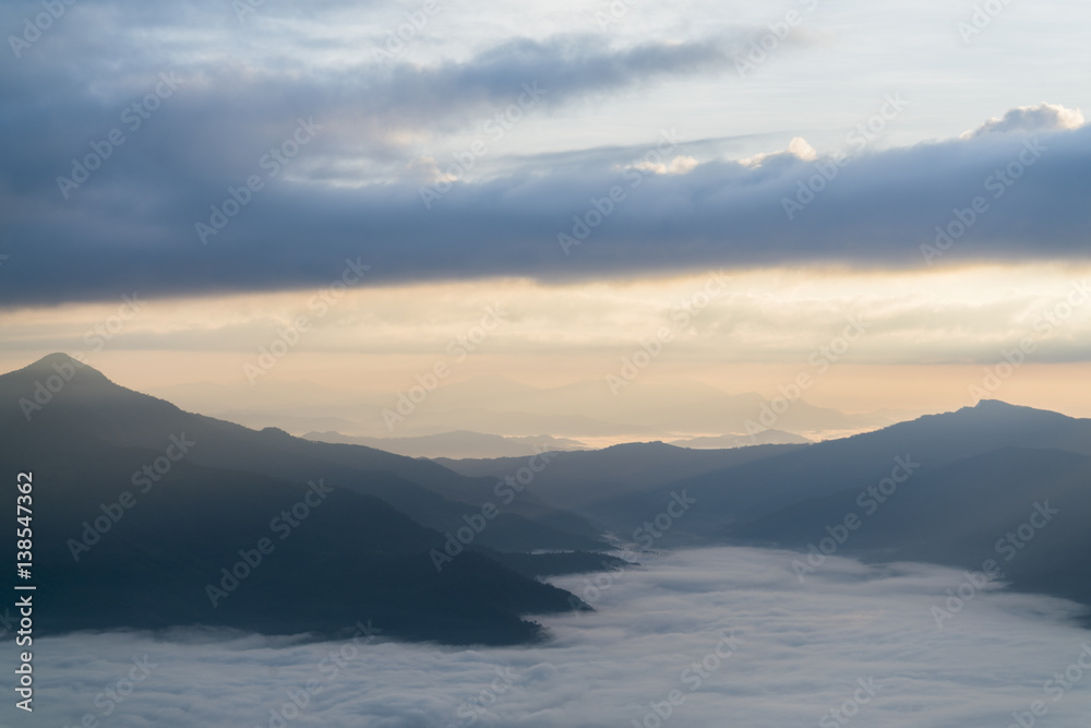 Fog mountain with cloud landscape.