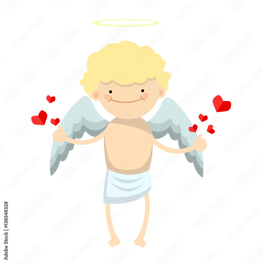 Vector illustration with little angel boy Stock Vector | Adobe Stock