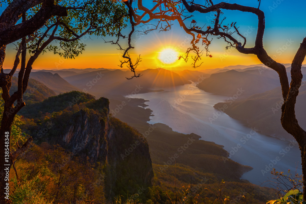Mae Ping National Park at sunrise, Pha dang luang view point, Li, Lamphun, Thailand Mae Ping National Park at sunrise, Pha dang luang view point, Li, Lamphun, Thailand
