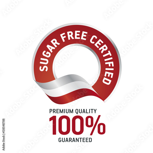 Sugar Free Certified red ribbon label logo icon