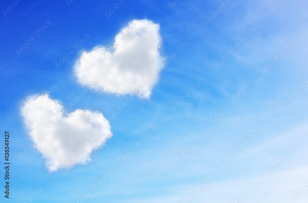 blue sky with hearts shape clouds. Valentine's holiday background blue sky with hearts shape clouds. Valentine's holiday background