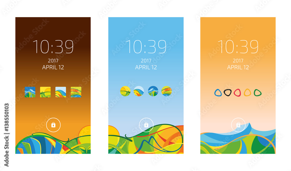 Smartphone wallpapers collection, vector illustration.