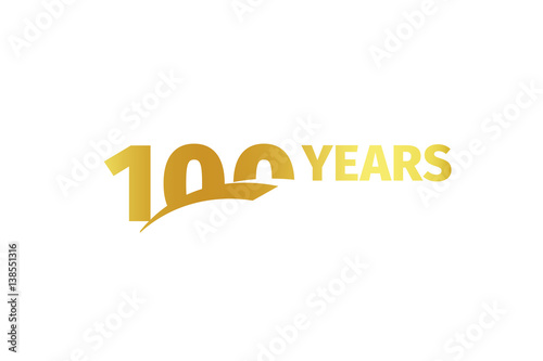Isolated golden color number 100 with word years icon on white background, birthday anniversary greeting card element vector illustration.