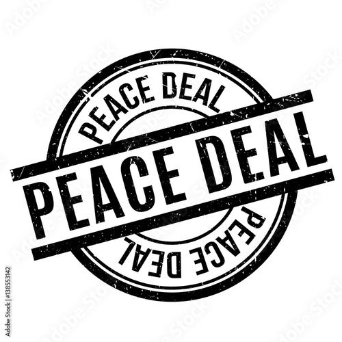 Peace Deal rubber stamp. Grunge design with dust scratches. Effects can be easily removed for a clean, crisp look. Color is easily changed.