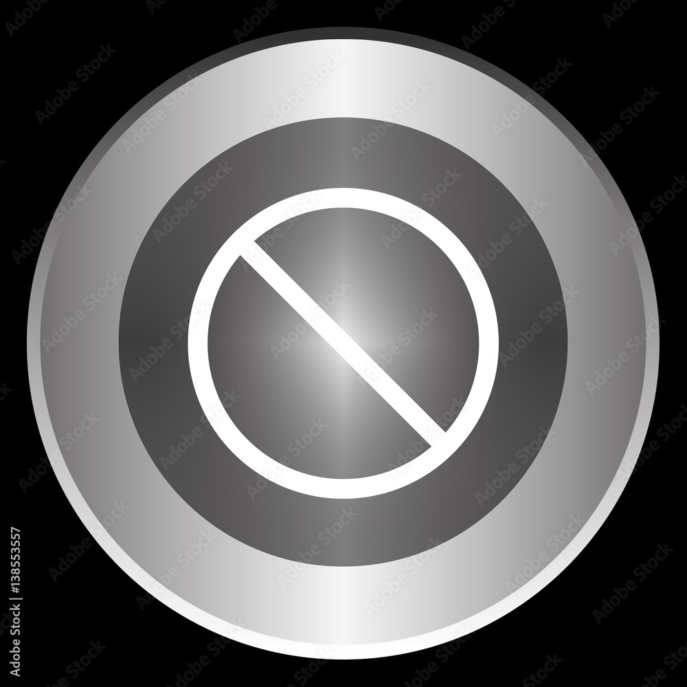 Forbiden icon on a circle isolated on a black background