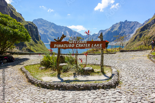 Tarlac, Philippines - February 11, 2017 : The summit crater lake of Mount Pinatubo  photo