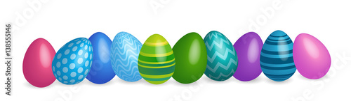 Easter Decorated Colorful Egg Holiday Symbols Greeting Card Flat Vector Illustration