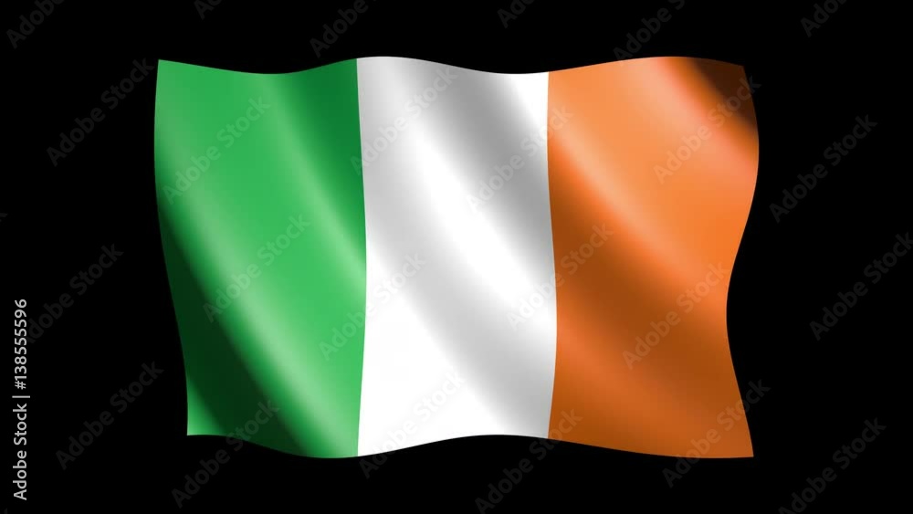 Flag of Ireland isolated on alpha channel, seamless looping Flag of Ireland isolated on alpha channel, seamless looping