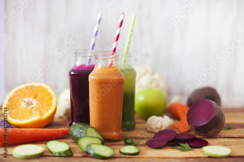 Various Freshly Squeezed Vegetable Juices for Detox
