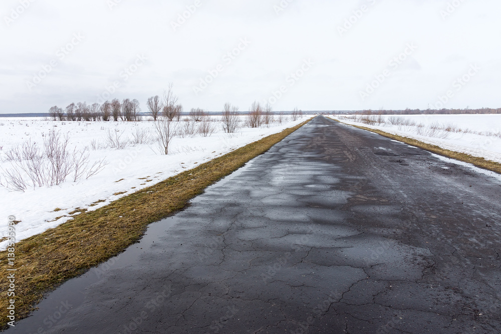 winter road in a field