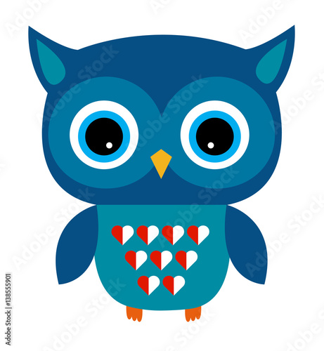 Cute Owl Vector Boy with Heart