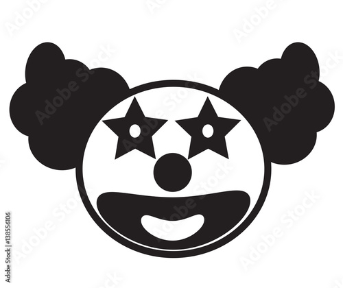 Smiley clown face icon vector isolated in white background.