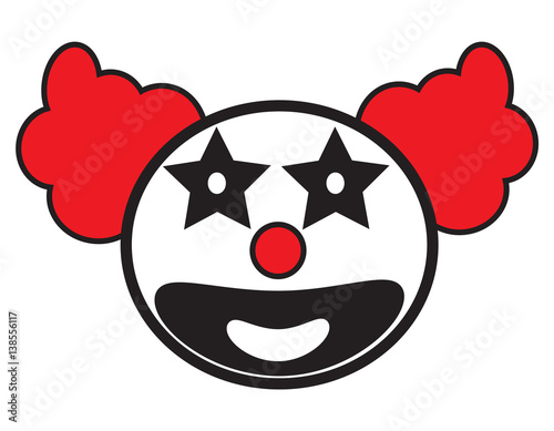 Smiley clown face icon vector isolated in white background.