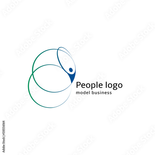 Isolated abstract blue and green color human body silhouette with circular elements logo on white background vector illustration.