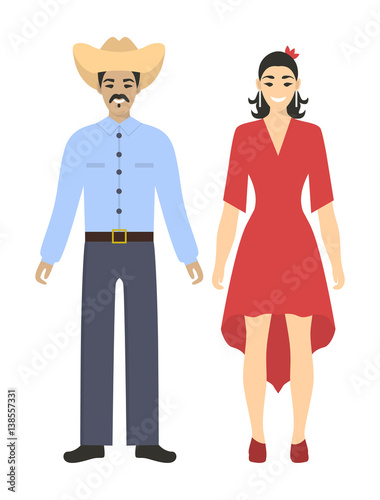 Isolated mexican couple on white background