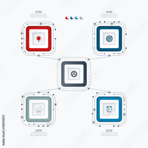 Infographics template four options with square