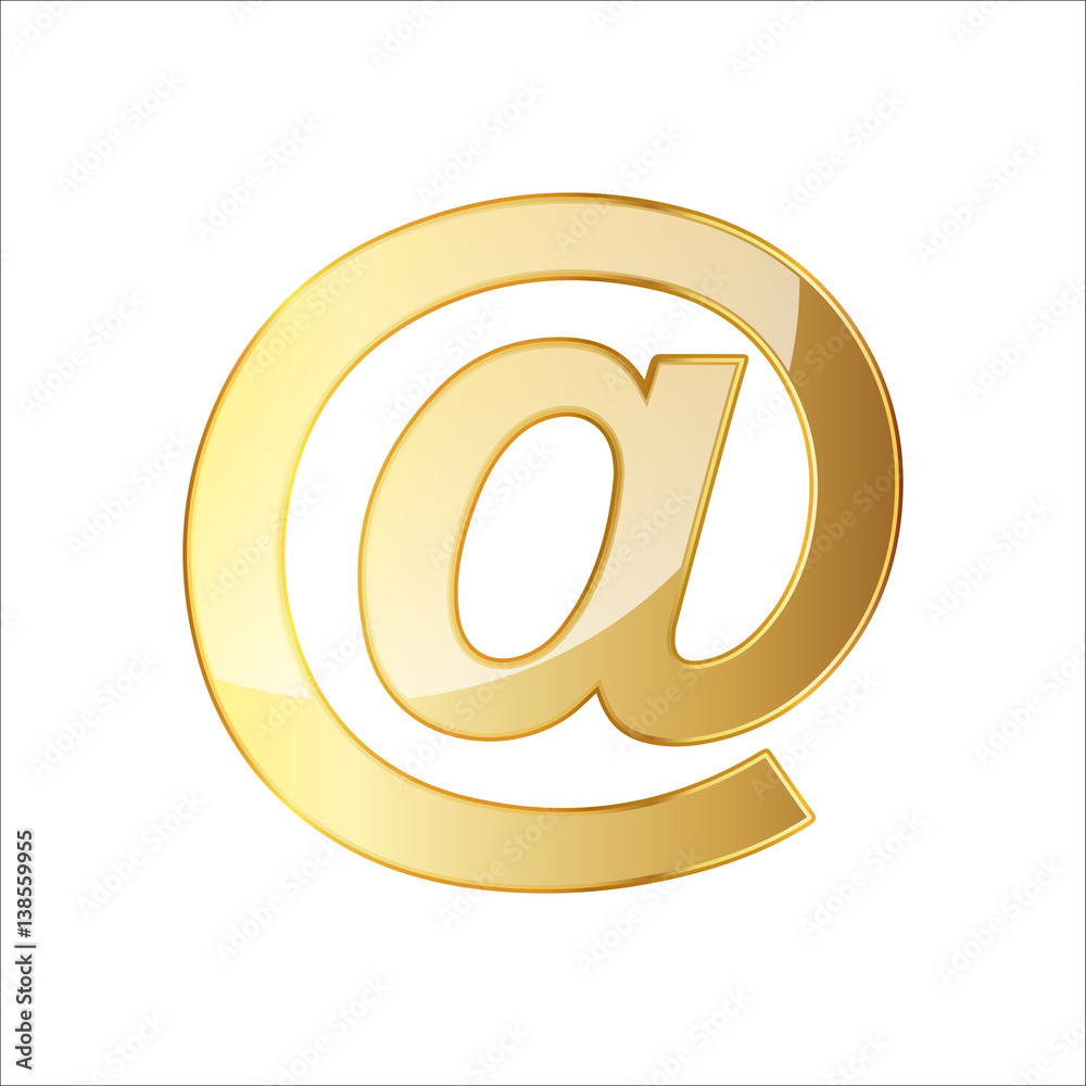 Golden email icon. Vector illustration. Golden email icon. Vector illustration.