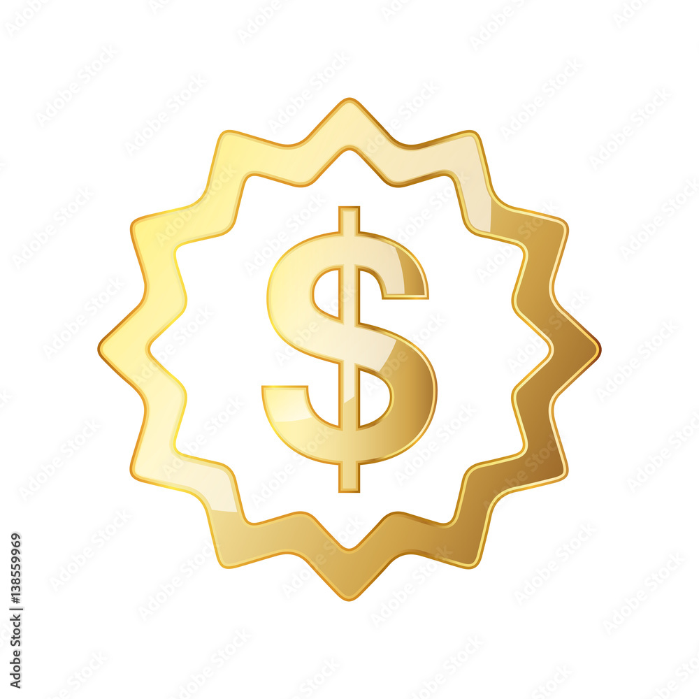 Golden symbol of the dollar. Vector illustration. Golden symbol of the dollar. Vector illustration.