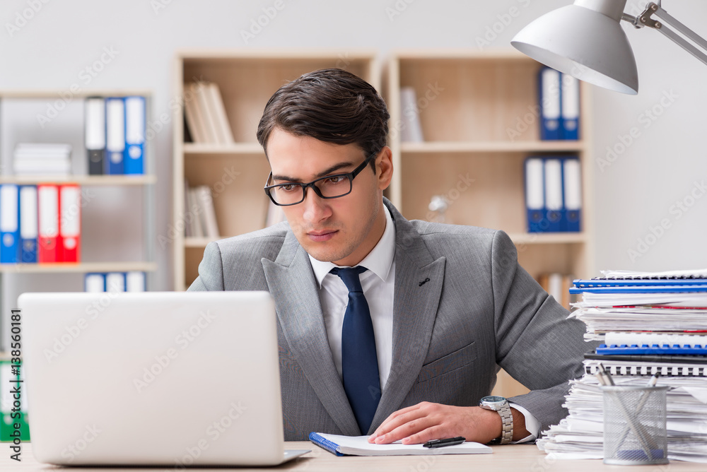 Handsome businessman working in the office Handsome businessman working in the office