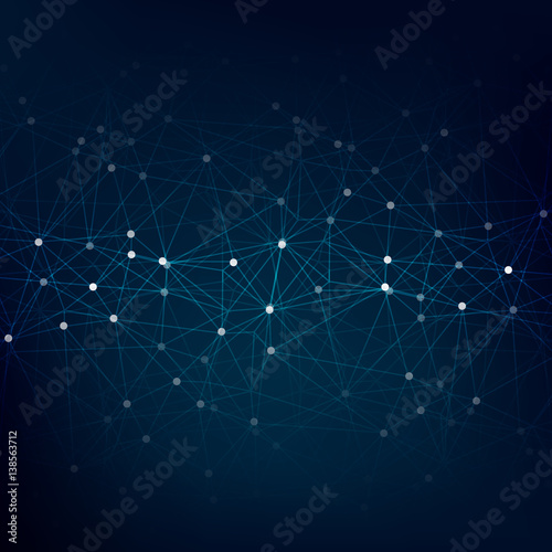 Abstract with connecting dots and lines. Connection science background