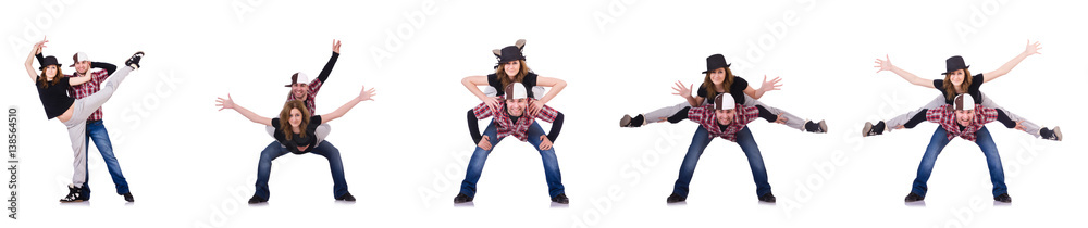 Pair of dancers dancing modern dances Pair of dancers dancing modern dances