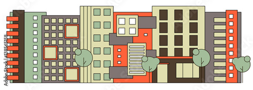 modern street scenery in flat design style