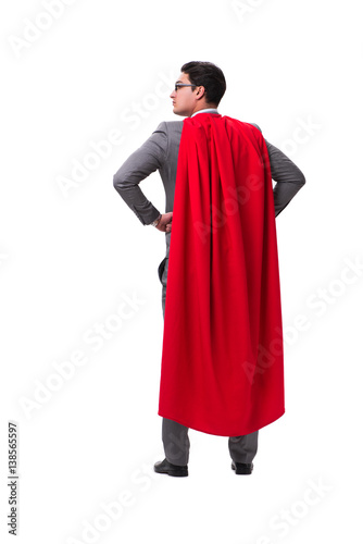 Super hero businessman isolated on white 