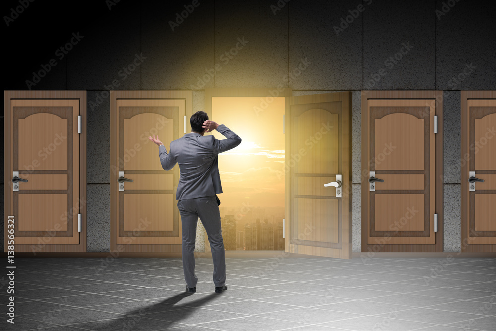 Fototapeta premium Businessman in business uncertainty concept