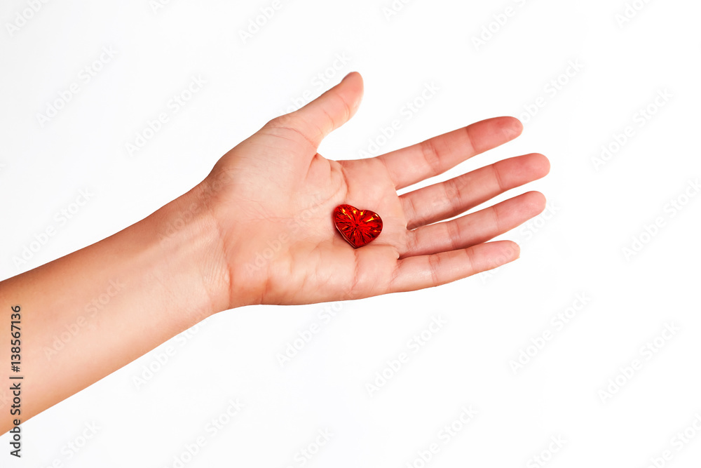 valentines day. red heart in the hand valentines day. red heart in the hand