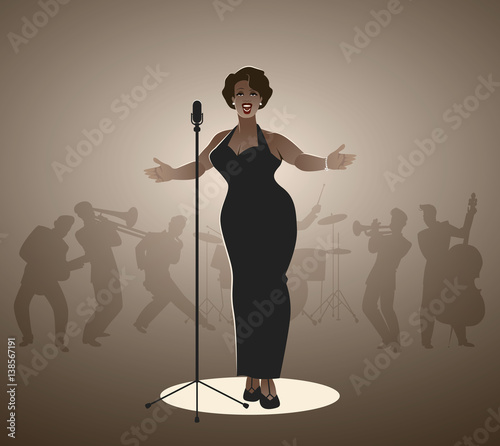 Elegant, curvy and sexy Jazz singer woman singing a melody