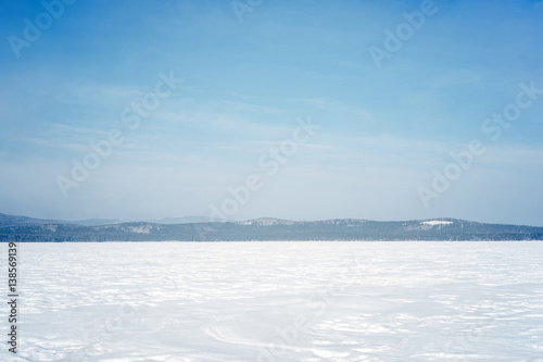 landscape of a frozen mountain lake