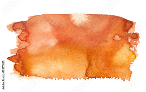 Vibrant yellow, orange and brown textured gradient painted in watercolor on clean white background
